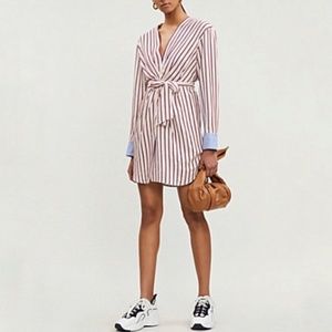 Sandro  Paige Striped Belted Mini Dress Pink 4